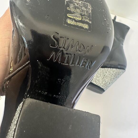 Simon Miller Womens Patent Leather Pointed Toe Boots Size 37 Witchy Gothic Black - Picture 9 of 11